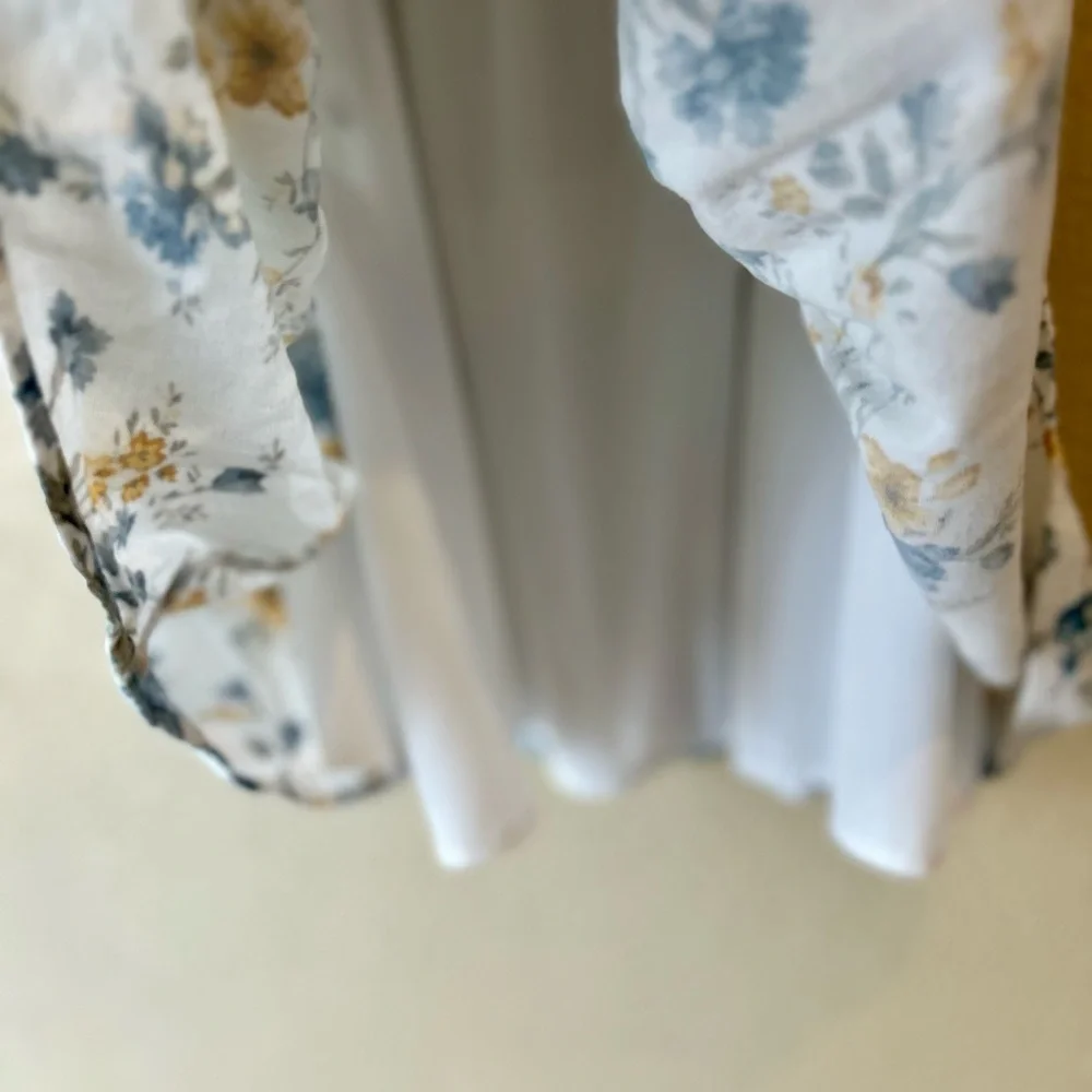 American Eagle Outfitters Blue and Yellow Floral Mini Dress Size M Cottagecore - Picture 4 of 8